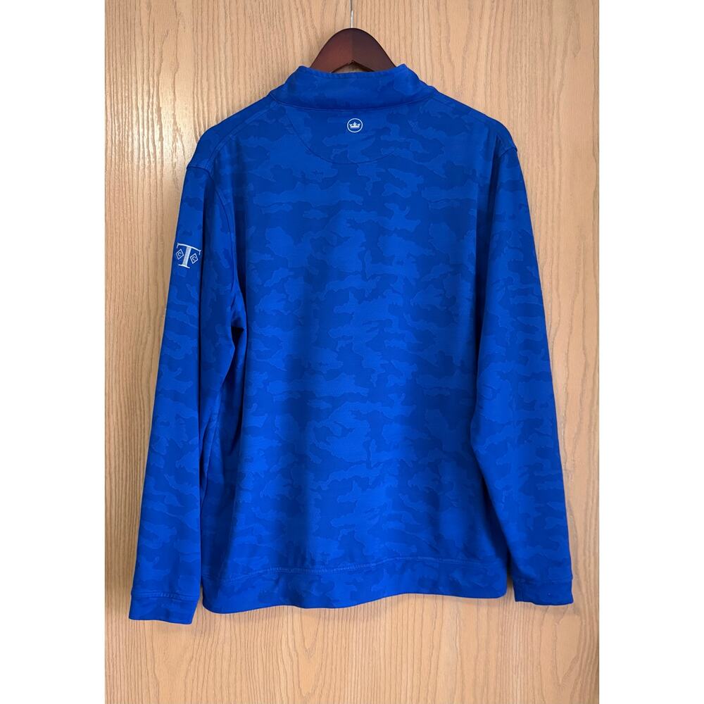 PETER MILLAR | Men’s L | Blue Perth Camo Crown Sport 1/4 Zip | Tuckaway Club EUC - Picture 2 of 10
